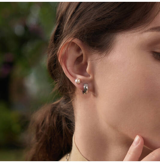  Modern Muse - Oorringen met klapsluiting - Zilver / Gerodineerd - Parel